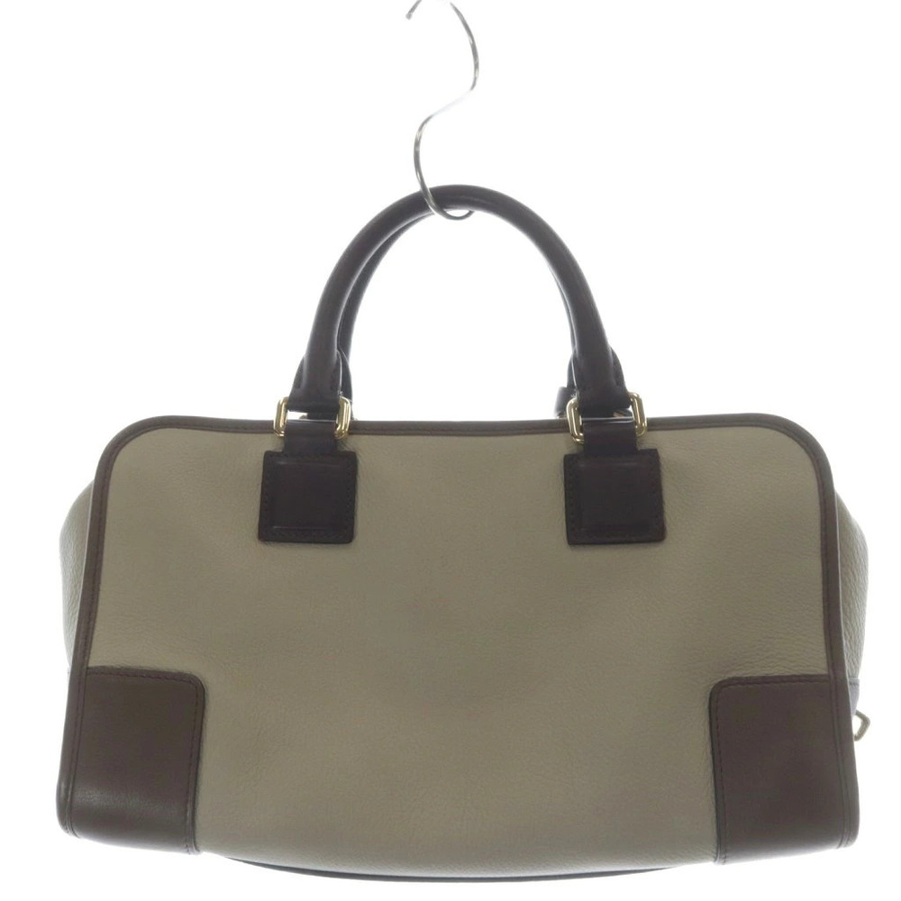 Loewe Amazona Handbag Anagram Leather Beige Dark Brown Padlock